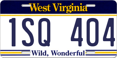 WV license plate 1SQ404