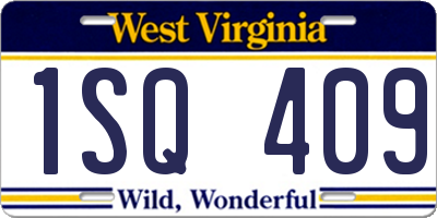 WV license plate 1SQ409