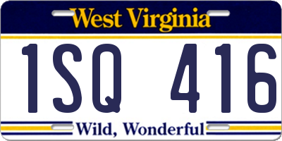 WV license plate 1SQ416