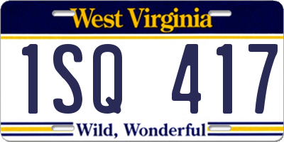WV license plate 1SQ417