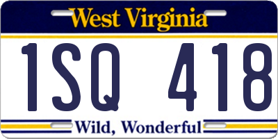 WV license plate 1SQ418