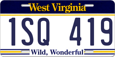 WV license plate 1SQ419
