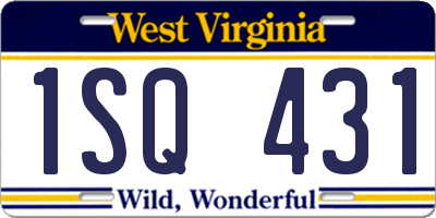 WV license plate 1SQ431