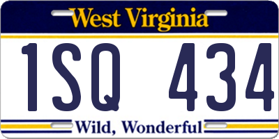 WV license plate 1SQ434