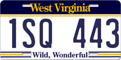 WV license plate 1SQ443
