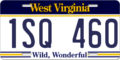 WV license plate 1SQ460