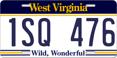 WV license plate 1SQ476