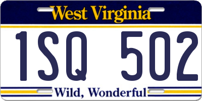 WV license plate 1SQ502