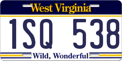 WV license plate 1SQ538