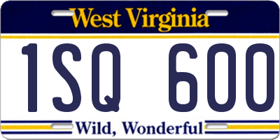 WV license plate 1SQ600