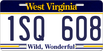 WV license plate 1SQ608
