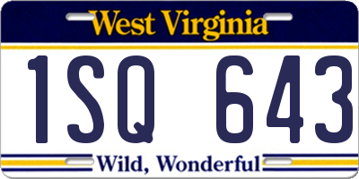 WV license plate 1SQ643