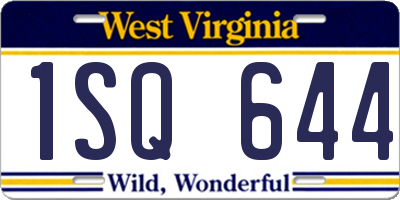WV license plate 1SQ644