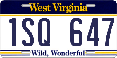 WV license plate 1SQ647