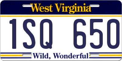 WV license plate 1SQ650