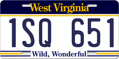 WV license plate 1SQ651