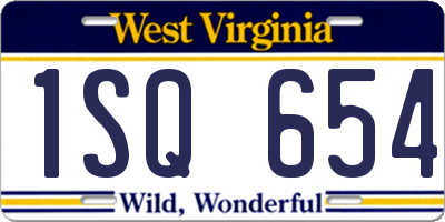 WV license plate 1SQ654