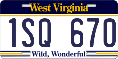 WV license plate 1SQ670