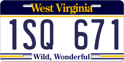 WV license plate 1SQ671