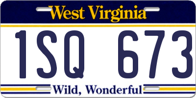 WV license plate 1SQ673