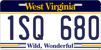 WV license plate 1SQ680