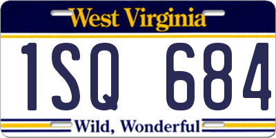 WV license plate 1SQ684