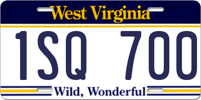 WV license plate 1SQ700