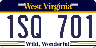 WV license plate 1SQ701