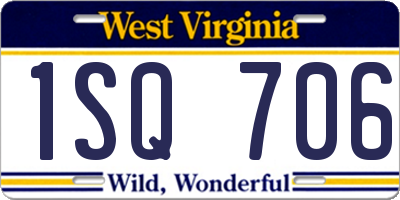 WV license plate 1SQ706
