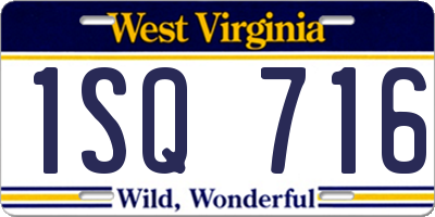 WV license plate 1SQ716