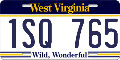 WV license plate 1SQ765