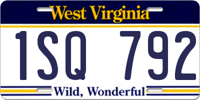 WV license plate 1SQ792