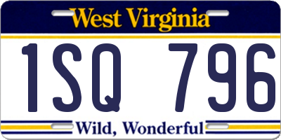 WV license plate 1SQ796