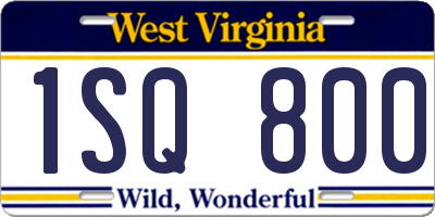 WV license plate 1SQ800
