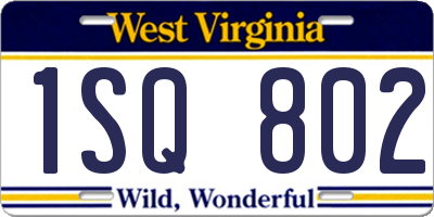 WV license plate 1SQ802