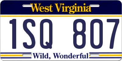 WV license plate 1SQ807