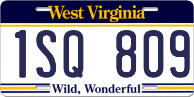 WV license plate 1SQ809