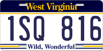 WV license plate 1SQ816