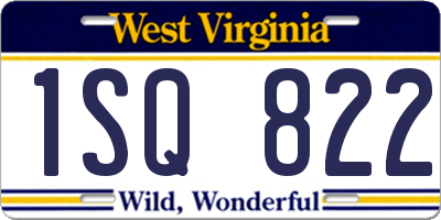 WV license plate 1SQ822