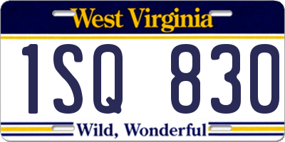 WV license plate 1SQ830
