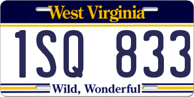 WV license plate 1SQ833