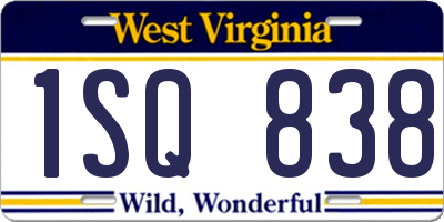 WV license plate 1SQ838