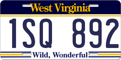 WV license plate 1SQ892