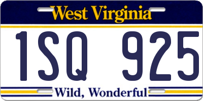 WV license plate 1SQ925