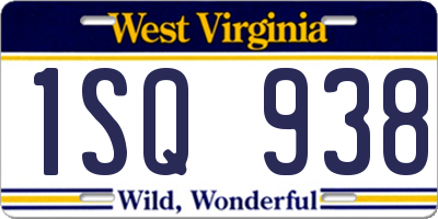 WV license plate 1SQ938