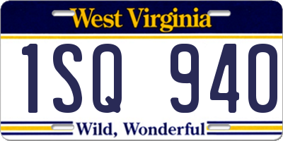 WV license plate 1SQ940