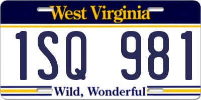 WV license plate 1SQ981