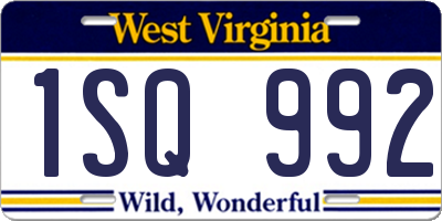 WV license plate 1SQ992