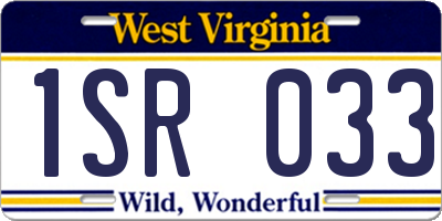 WV license plate 1SR033