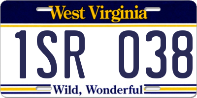 WV license plate 1SR038